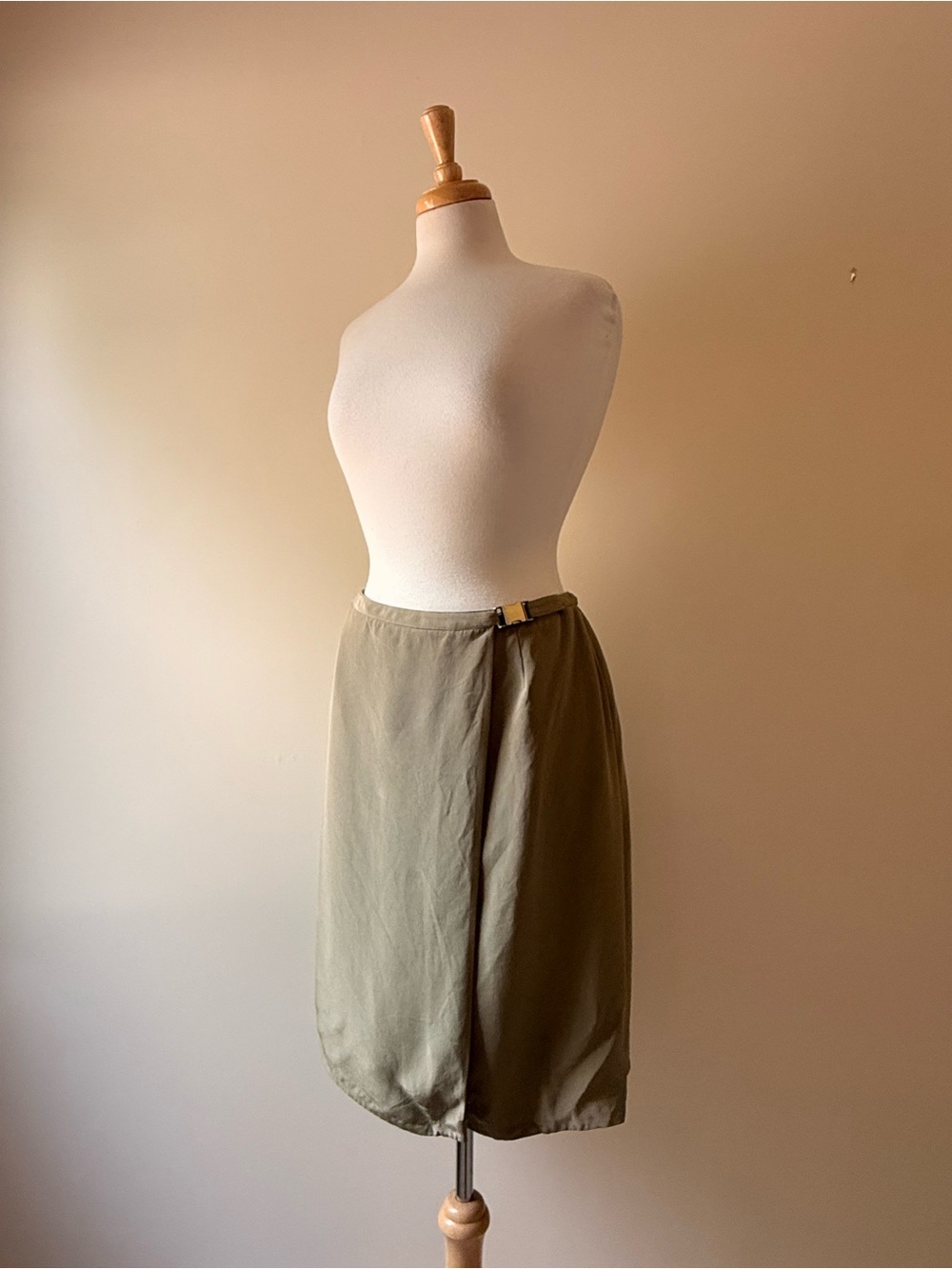 Vintage Jones New York 100% Silk Wrap Midi Skirt Size 16
